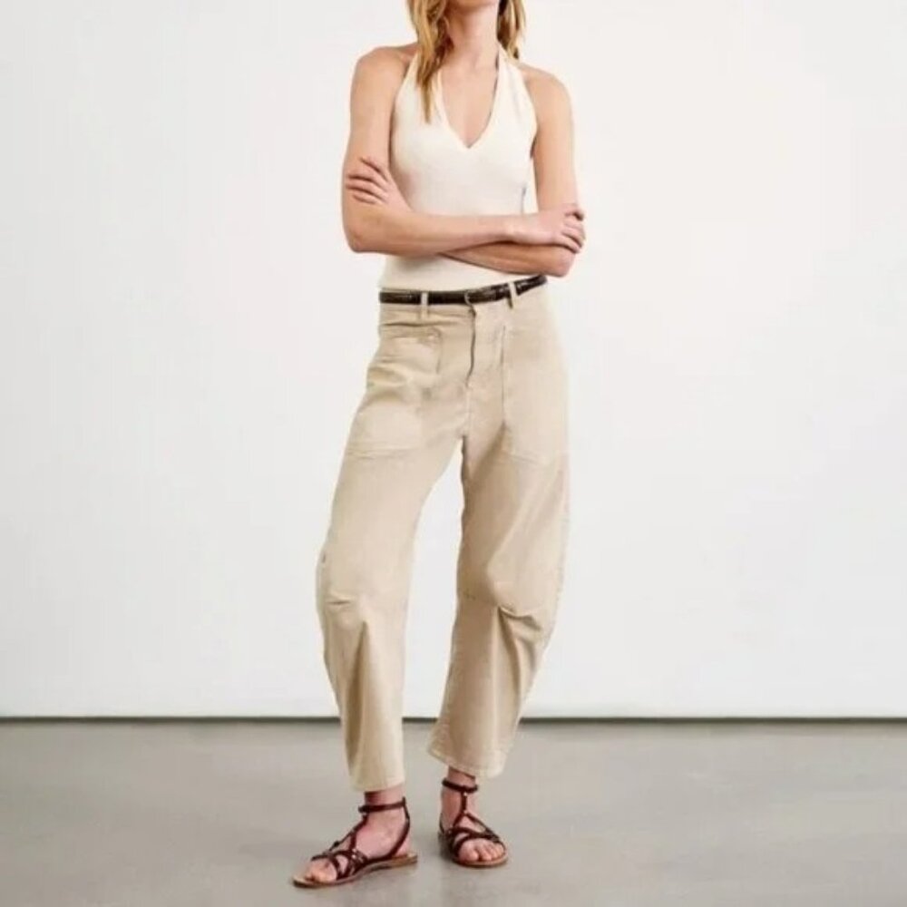 Nili Lotan Cream Wide Leg Pants High Waisted